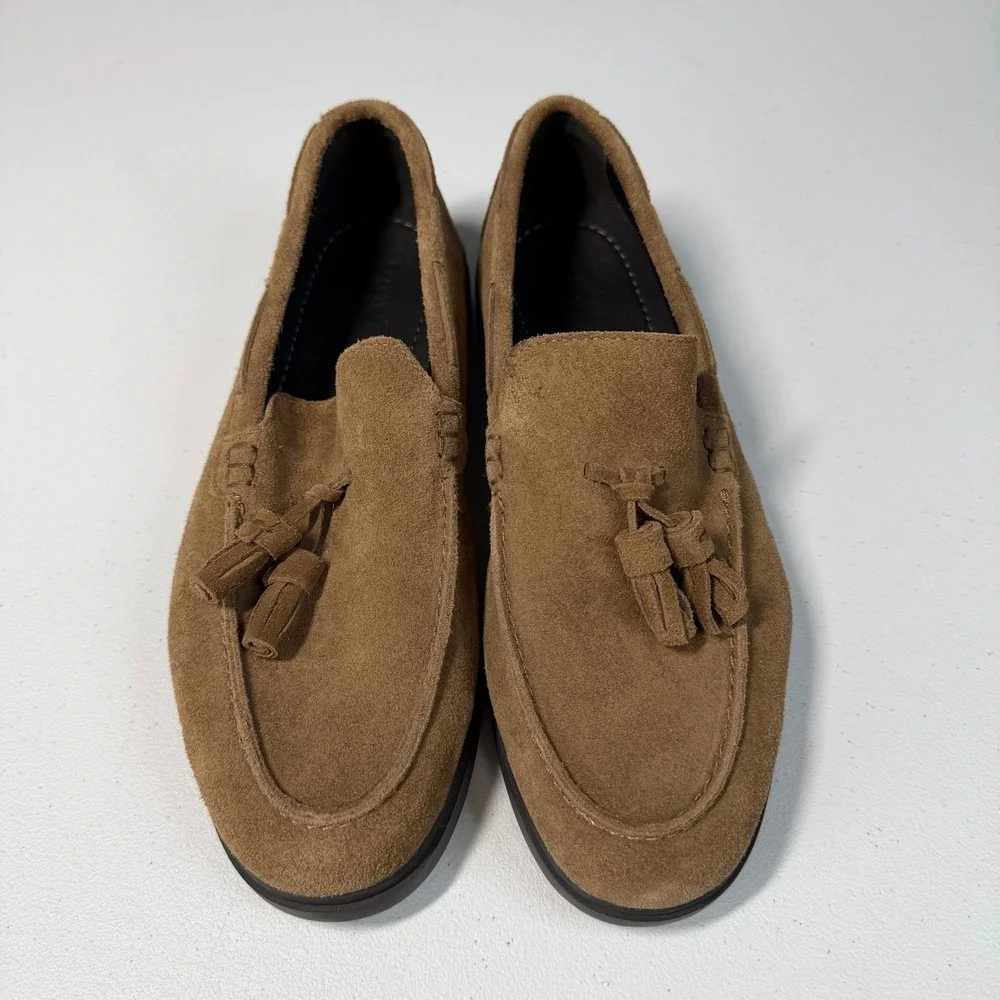 Zara Mens Tassel Loafers Brown Suede Slip On Shoes Classic Preppy EUR 41 US 8